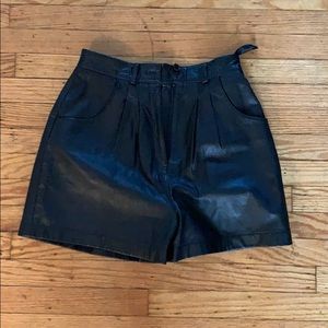 High waisted vintage leather shorts